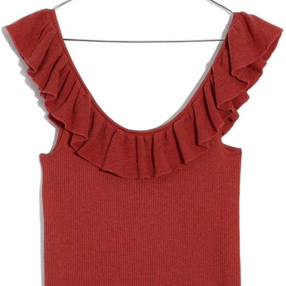 Madewell Deep Pink Wakeford Ruffle Tank Top